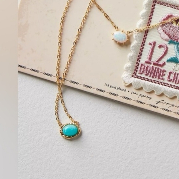 NEW!! Free People, Postcard Necklace/ Press On Patch Set, 14K Gold Plated- NWT! - Picture 2 of 7